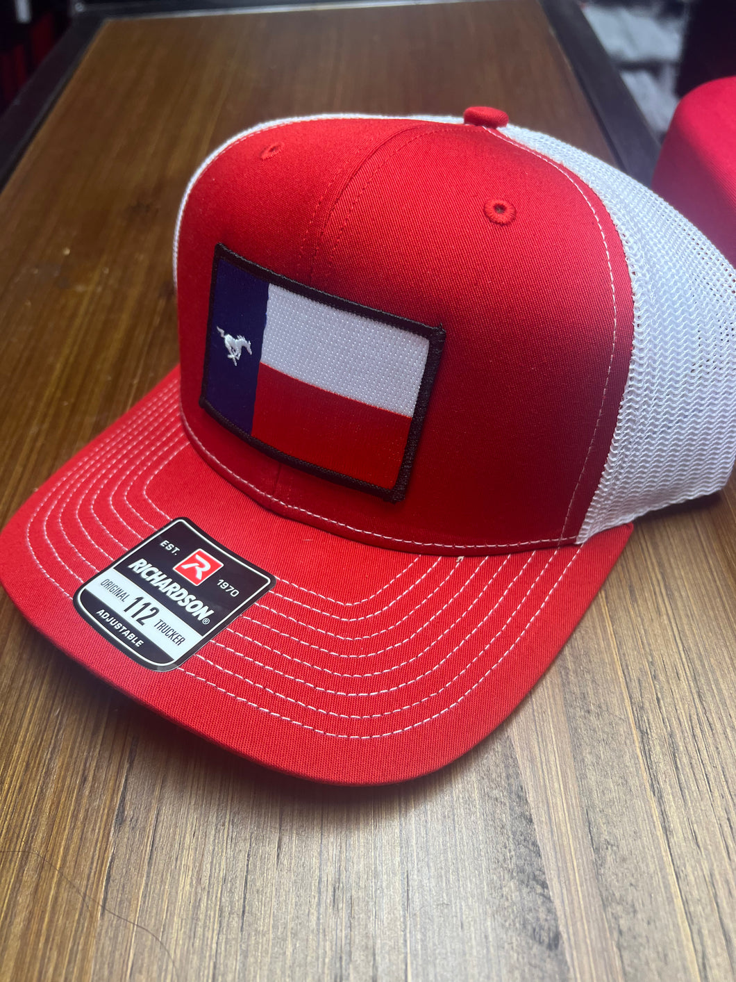 Memorial, TX Trucker Hat - Red/White