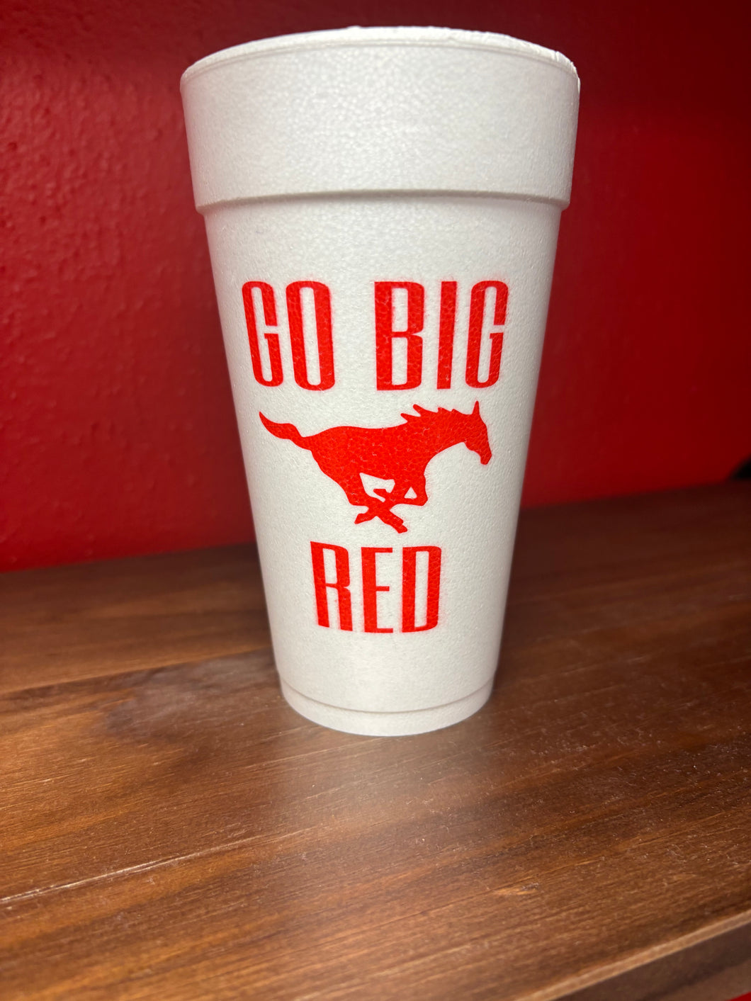 NEW!! NEW!!! Memorial Mustangs Styrofoam Cups - GO BIG RED DESIGN!